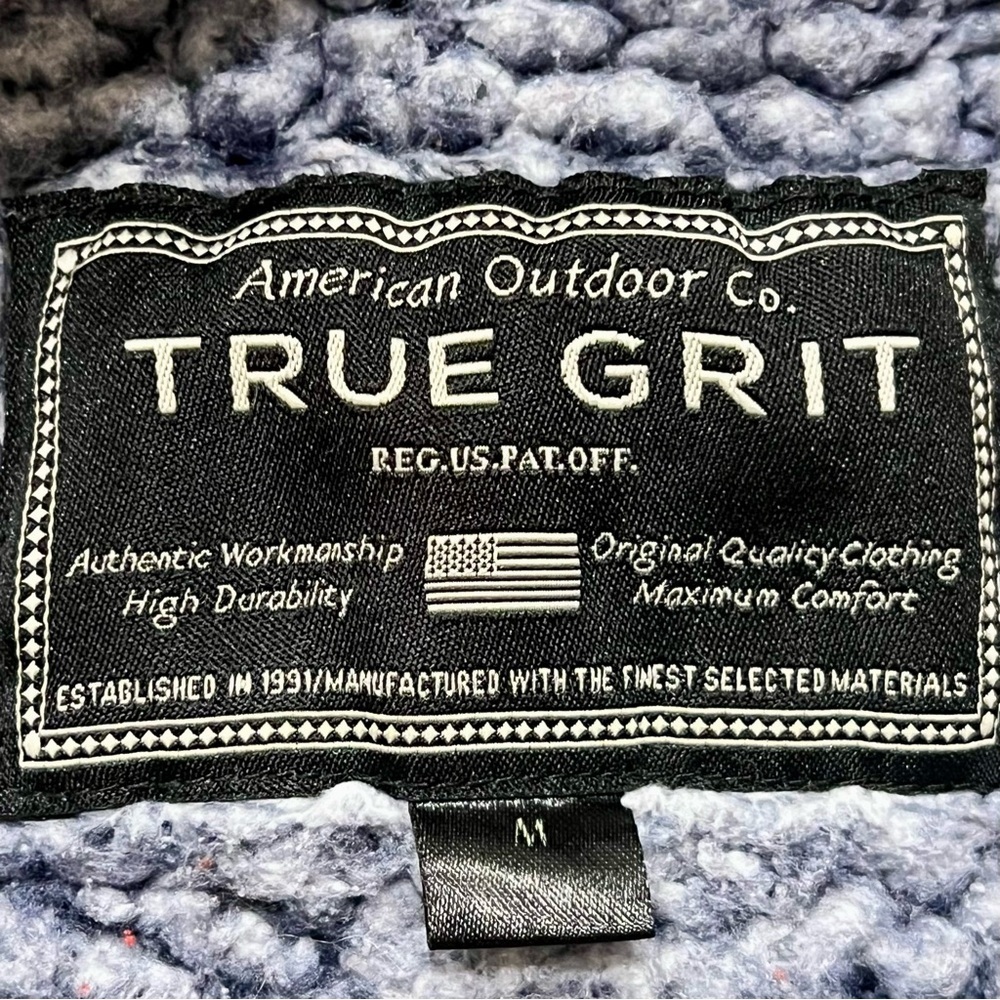 True Grit Quarter Zip Sherpa Pullover Blue Men’s Medium - Picture 2 of 4